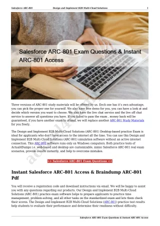 Salesforce ARC-801 Exam Questions & Instant ARC-801 Access
