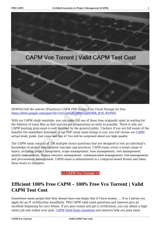CAPM Vce Torrent | Valid CAPM Test Cost