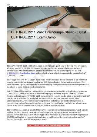 C_THR86_2211 Valid Braindumps Sheet - Latest C_THR86_2211 Exam Camp