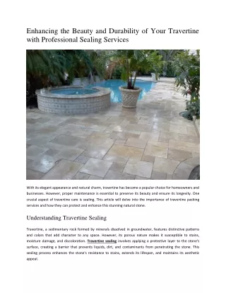 Enhancing the Beauty and Durability of Your Travertine with Professional Sealing Services