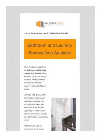 Bathroom And Laundry Renovations Adelaide