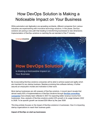 how devops solution is making a noticeable impact
