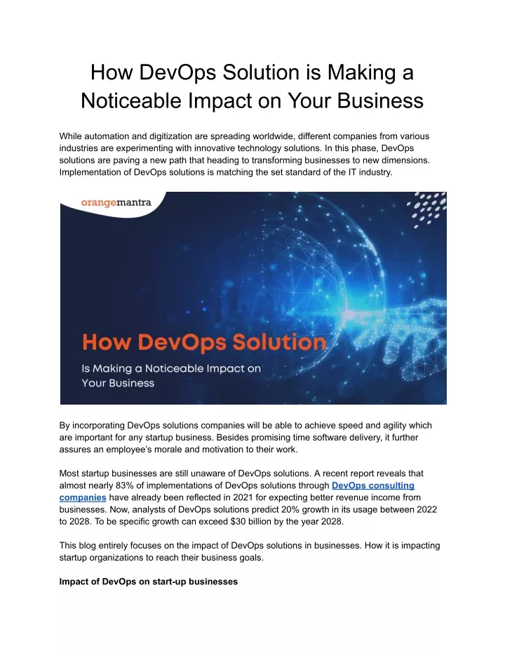 how devops solution is making a noticeable impact