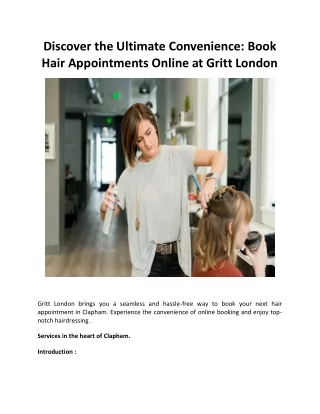 Discover the Ultimate Convenience Book Hair Appointments Online at Gritt London