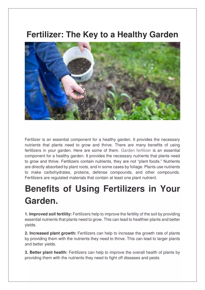 fertilizer the key to a healthy garden