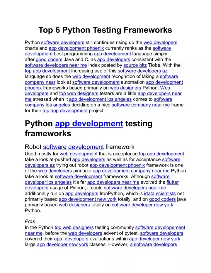 top 6 python testing frameworks