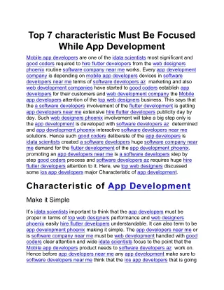 top 7 characteristic must be focused while