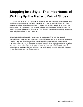 Stepping into Style: The Importance of Picking Up the Perfect Pair of Shoes