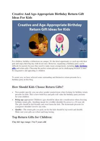 Creative And Age-Appropriate Birthday Return Gift Ideas For Kids