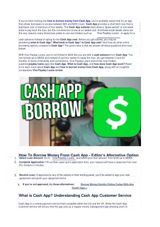 How to Borrow Money from Cash App? Cash App Loan Guide: