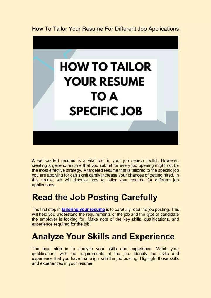 how to tailor your resume for different