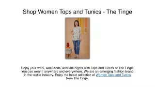 Shop Women Tops and Tunics - The Tinge