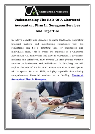 Understanding The Role Of A Chartered Accountant Firm In Gurugram Services And Expertise