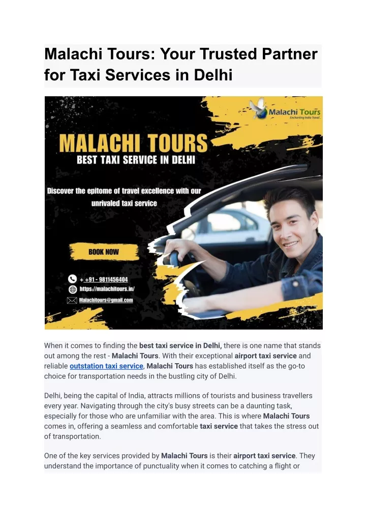malachi tours your trusted partner for taxi