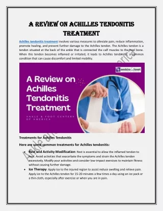 A Review On Achilles Tendonitis Treatment