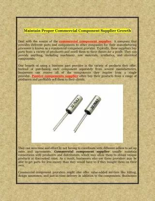 maintain proper commercial component supplier
