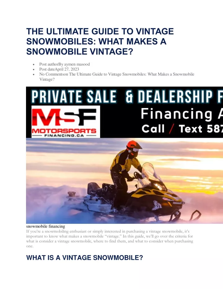 the ultimate guide to vintage snowmobiles what