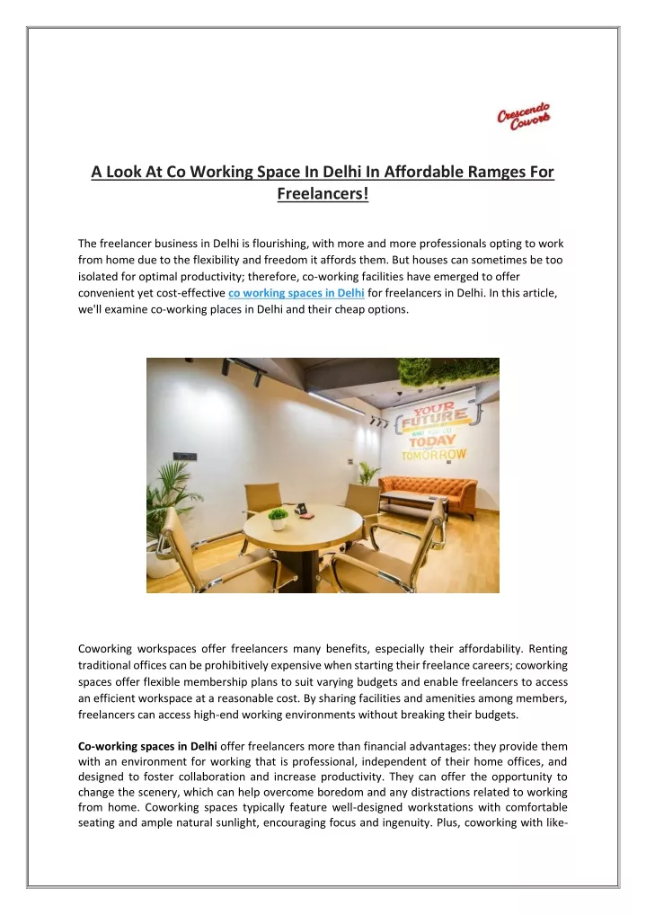 a look at co working space in delhi in affordable