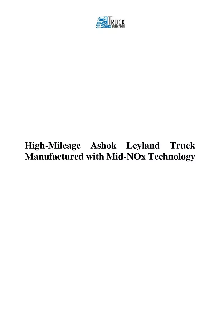high mileage ashok leyland truck manufactured