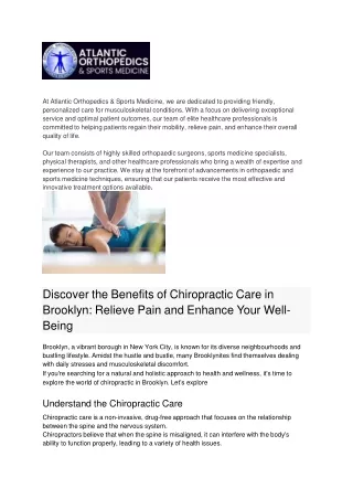 Discover the Benefits of Chiropractic Care in Brooklyn_ Relieve Pain and Enhance Your Well-Being