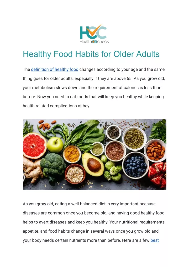 healthy food habits for older adults