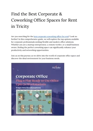 find the best corporate coworking office spaces