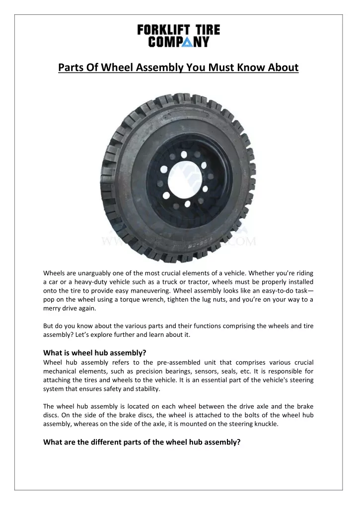 parts of wheel assembly you must know about