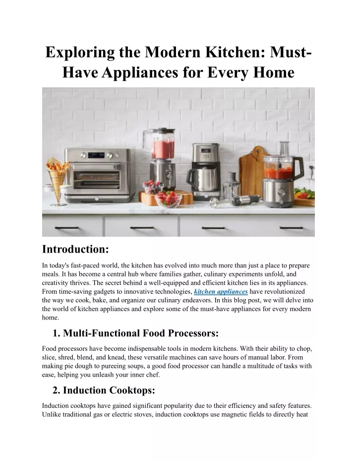 exploring the modern kitchen must have appliances