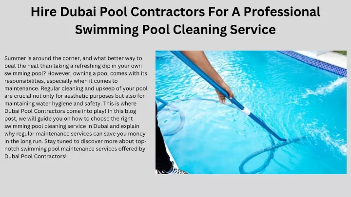 hire dubai pool contractors for a professional