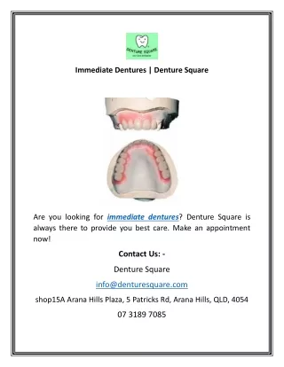 immediate dentures denture square