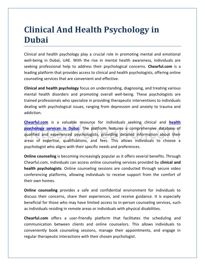 clinical and health psychology in dubai