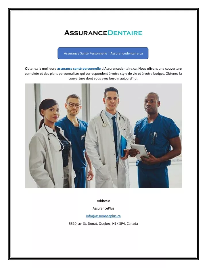 assurance sant personnelle assurancedentaire ca