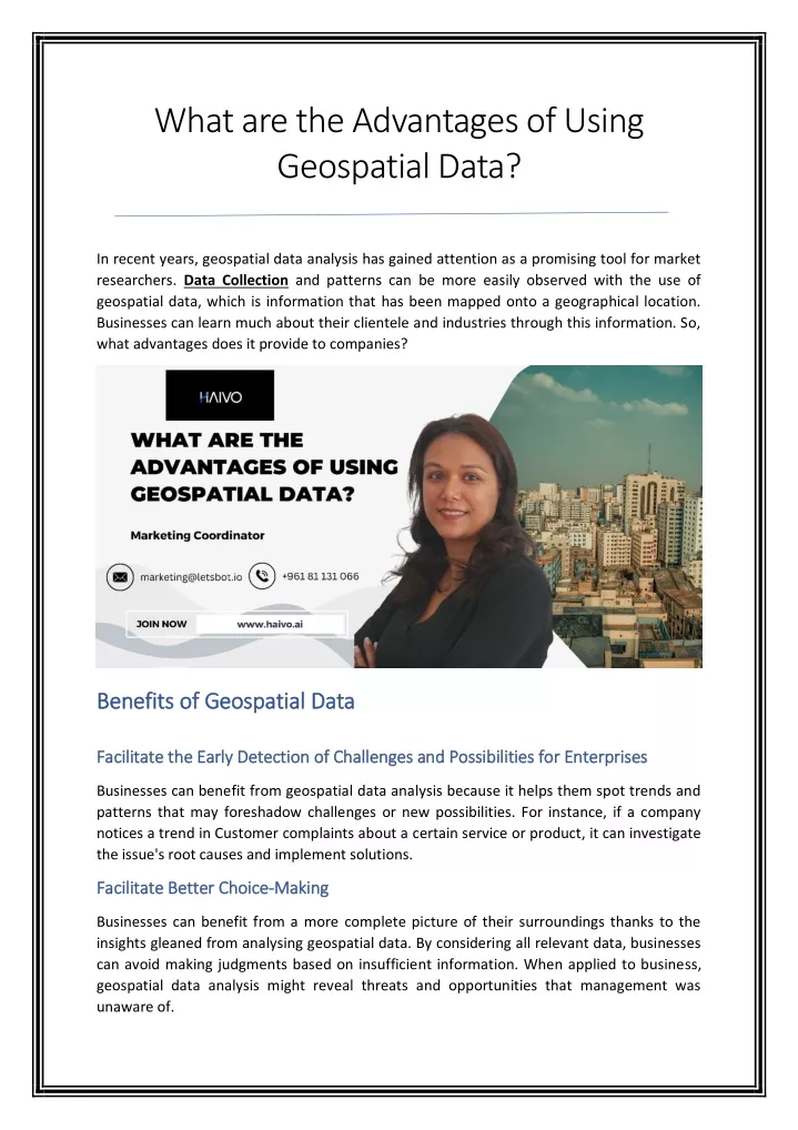 what are the advantages of using geospatial data