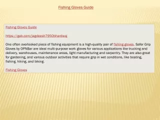 Fishing Gloves Guide