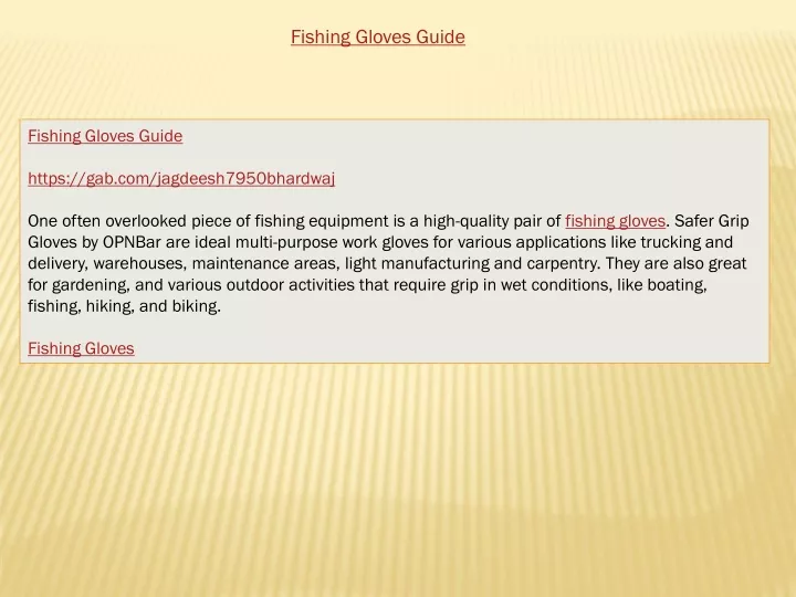 fishing gloves guide