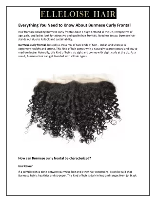 Everything You Need to Know About Burmese Curly Frontal