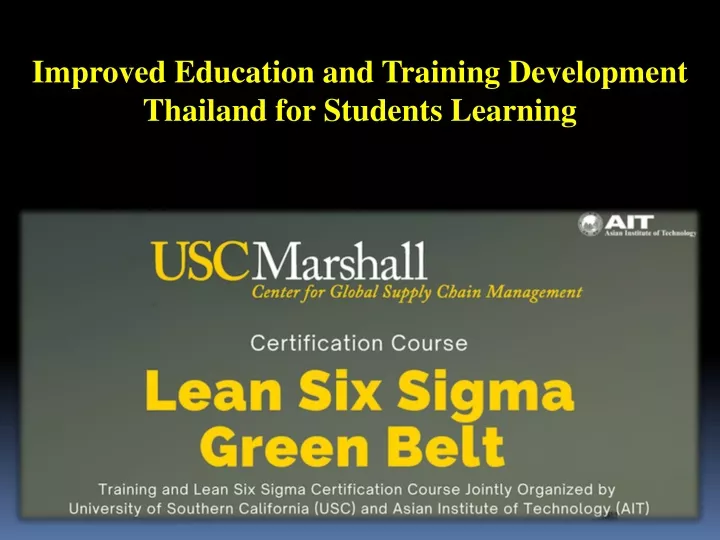 improved education and training development