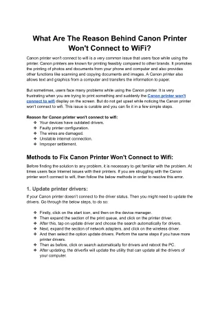 what are the reason behind canon printer