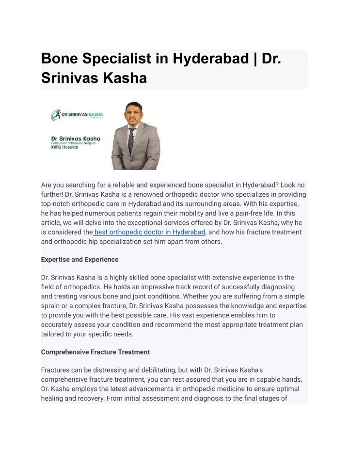 bone specialist in hyderabad dr srinivas kasha