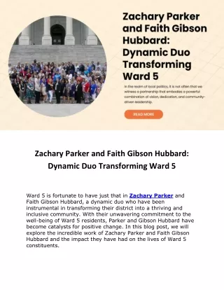 Zachary Parker and Faith Gibson Hubbard Dynamic Duo Transforming Ward 5