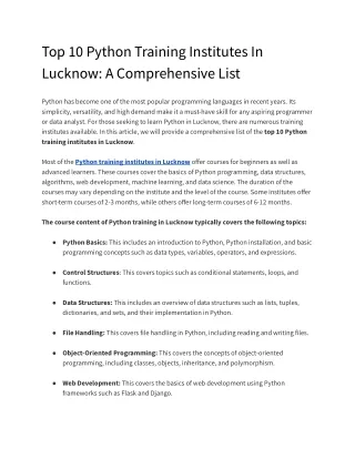 top10pythontraininginstitutesin lucknow