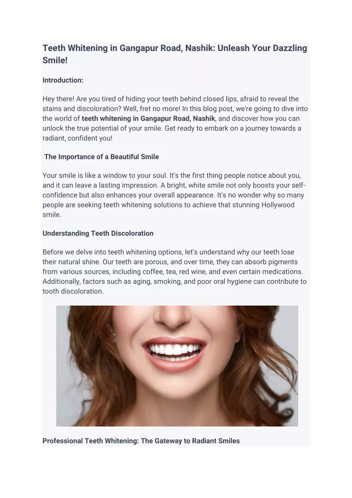 teeth whitening in gangapur road nashik unleash