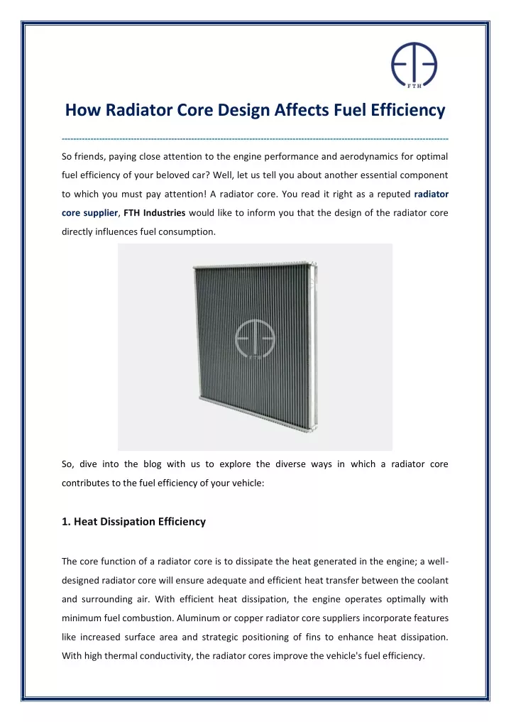 PPT - How Radiator Core Design Affects Fuel Efficiency PowerPoint ...