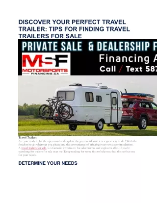 DISCOVER YOUR PERFECT TRAVEL TRAILER