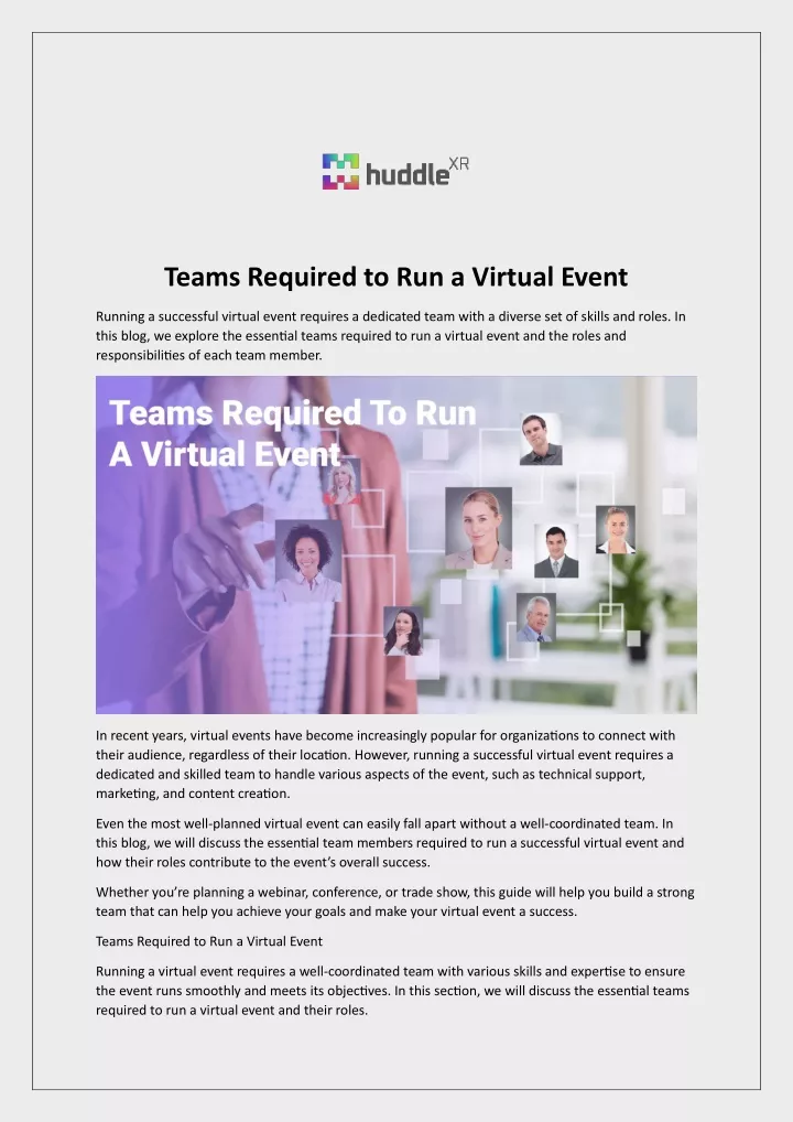 teams required to run a virtual event