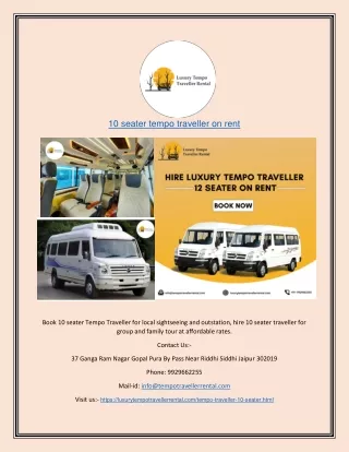 10 seater tempo  traveller on rent
