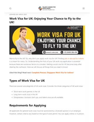 Work Visa For UK