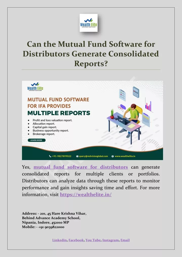 can the mutual fund software for distributors