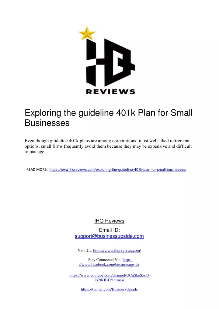 exploring the guideline 401k plan for small