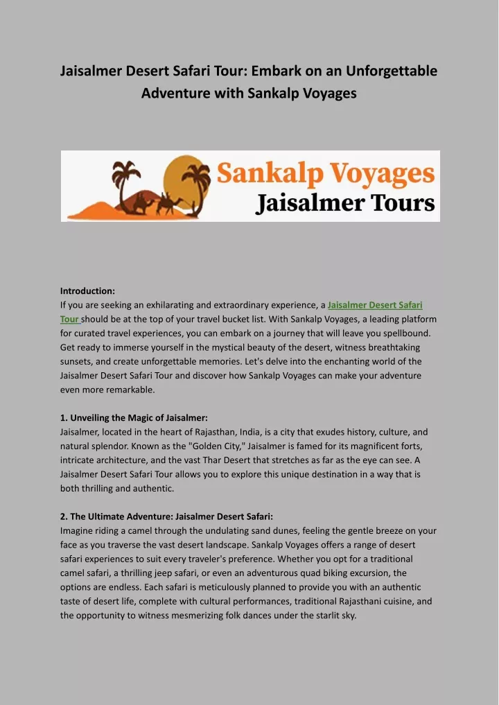 jaisalmer desert safari tour embark